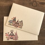 洋2サイズ封筒　家イラスト2種　4枚
