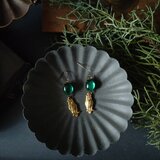 ヴィンテージガラス　フクロウ　vintage cabochon-brass / ピアス・イヤリングの画像