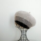 アルパカウール・フェルトポッチベレー・ネップmixナチュラルライトグレイ・ボーダートリム