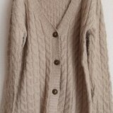 ふんわり☆チェック柄のボタンに金色の三日月カーディガン♪（マロン）