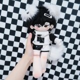濃霧 長い脚 38cm 無属性 ぬいぐるみ 着せ替えぬいぐるみ 獣耳付け男の子 黒髪黒い瞳着せ替え人形 綿人形