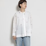 比翼仕立てノーカラーブラウス【手描き桜】