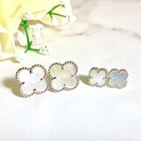 大人気No.1！高品質・ラッキークローバー　１５ｍｍ９ｍｍスタッドピアス　18金GP　プラチナGP