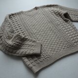 茶系ベージュ　手編みガンジーセーター