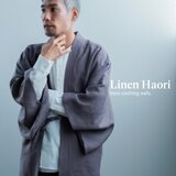 【wafu】リネン羽織 日本文化を体験 袖の下を通す羽織 / ヴァニーユ h037h-vay2