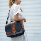 VivoBlue 【ネイビー/キャメル】 本革 3way ショルダー バッグ リュック レディース メンズ  レザー カバン 鞄