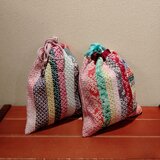 着物　絞りパッチワーク巾着（大）