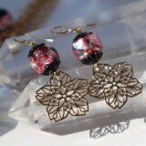 桜のピアス ホタルガラス 14KGF ほたる玉 蓄光 とんぼ玉 ピンク