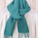 ＊手織り＊エメラルドグリーンのカシミヤマフラー