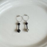 ダルメシアンジャスパー×オニキス pierce/earring  <04>の画像