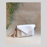 クラッチパースショルダーバッグ　Lサイズ　イタリアンレザーアリゾナホワイト