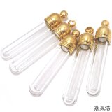 ミニ試験管チャーム ゴールド 5個【ピアス イヤリング レジン ハンドメイド用アクセサリーパーツ素材】の画像