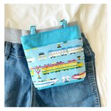 新幹線柄✖️水色の移動ポケット⭐︎入園準備　小学校　入学　プレゼント　お出かけ　ハンカチ　ティッシュ　入れ　クリップ付き