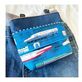 新幹線柄の移動ポケット⭐︎入園準備　小学校　入学　プレゼント　お出かけ　ハンカチ　ティッシュ　入れ　クリップ付き