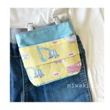 パワーシャベル柄の移動ポケット⭐︎男の子　こども　プレゼント　お出かけ　ハンカチ　ティッシュ　入れ　クリップ付き