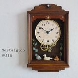【送料無料】NOSTALGICO#019 レトロな掛け時計　Mサイズ 手作り品 アンティーク調 木製　インテリア