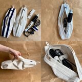 ❶洗面キッチン旅行に最適♪すっきり片付く吊るせる収納 ヘアアイロンポーチ／ハンドブレンダーケース＊生成り帆布＜コードホルダー付＞