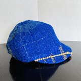 裂き織り　キャップ　（絵画みたいな青）