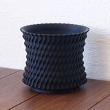 Adv-039S (100×85)植木鉢 おしゃれ シンプル 黒 プラ鉢 多肉 塊根 観葉 ブラック しのぎ 鎬 3d鉢 作家鉢