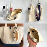 ❶かばんに吊るして片手でOpenマグネット！スプレーホルダーポーチ メガネケース バッグチャームポーチ＊生成り帆布 キャンバス