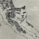 猫　銅版画　額入り　