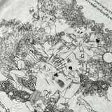 《受注製作T》『ふわ毛男子の茶庵』柄　プリントTシャツ（アッシュ）