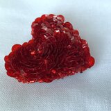 "cute kirari heart "キュートなきらりハート　スパンコール刺繍ブローチ