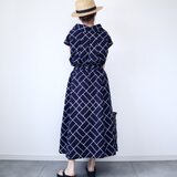 着物リメイク　浴衣のセットアップ（檜垣柄・M）の画像