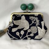 点と線模様製作所　バードガーデン　木玉親子がま口ミニ財布　