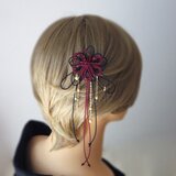 ヘアコーム（小）「爛、其レハ」（臙脂×黒）