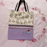 sampleサンプル　刺繍入り図書館ミニトート【cat&books】