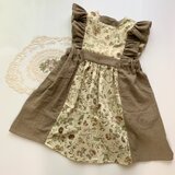 120cm ハンドメイド子供服　リバティ✳︎田園風フリルエプロンワンピース