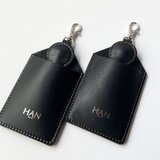 本革　KEYお守りケース　BK/ライトブルー