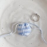 ミニまる巾着ポーチ・くものうえ・レース編み・コットン100％