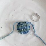 ミニまる巾着ポーチ・もりのなか・レース編み・コットン100％