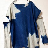 藍染絞り　アームウォーマー付き　Tシャツの画像