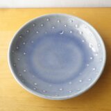 星と三日月模様のお皿＊水色の画像