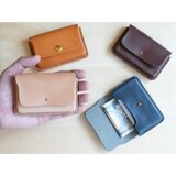 【新作】手のひらサイズ・本革のミニマル財布「comp」　栃木レザー【名入れ・選べる革とステッチ】の画像
