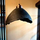 栗のペンダントライト皮付き・鉄染め