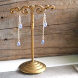 タンザナイトチェーンピアス　14kgf　Tanzanite