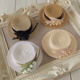 ドール用スズラン付きカンカン帽(内径約5.5〜6cm)の画像