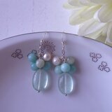 フローライトとアマゾナイトのコロコロピアス（イヤリング）