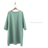 リネン （セラドングリーン）ドルマンスリーブ ワンピース【受注製作】