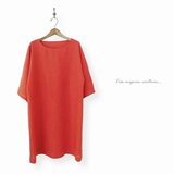 リネン （オレンジ）ドルマンスリーブ ワンピース【受注製作】