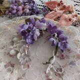 流れるライラック　ライラックとレースのコサージュ　布花　染め花