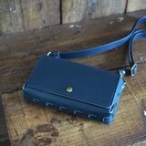 革綴じミニショルダーバッグ　ネイビー