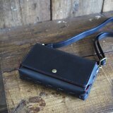 革綴じミニショルダーバッグ　ブラック