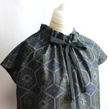 大島紬２way 襟フリルブラウス