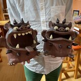 【受注制作】特大シーサーのおきもの　シーサー　沖縄　笑門来福　の画像