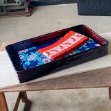 竹細工　つづらの乱れ盆　茶溜（深みのある赤茶色）